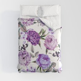 Elegant Girly Violet Lilac Purple Flowers Comforter