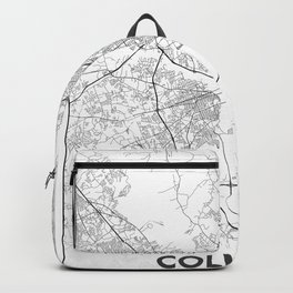 Minimal City Maps - Map Of Columbia, South Carolina, United States Backpack | Line, Map, Decor, Urban, Street, Black, Minimalistic, World, Columbia, City 