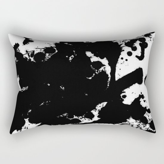 Black and white splat - Abstract, black paint splatter painting Rectangular Pillow