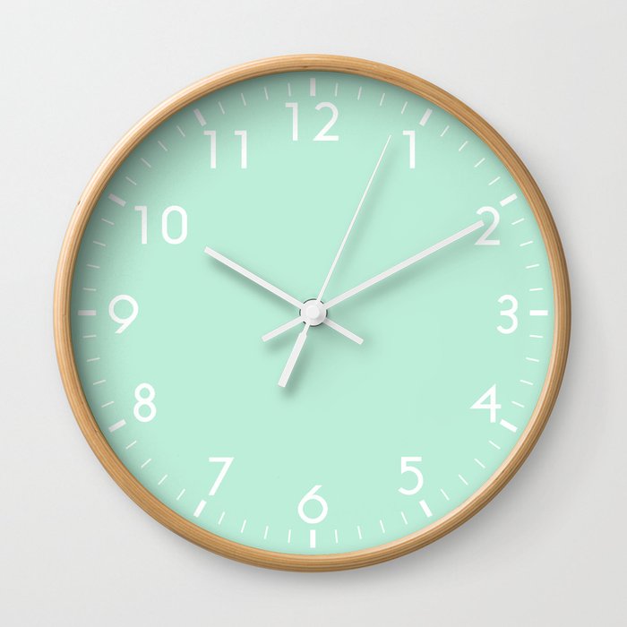 Mint Green Pastel Solid Color Block Spring Summer Wall Clock