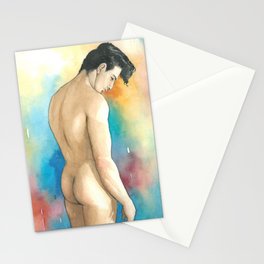Male Nude Watercolor Stationery Card