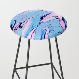 Vibrant Soft Pink and Light Blue Marble Painting Bar Stool