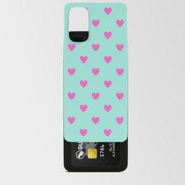 Sweet Hearts - pink on seafoam Android Card Case