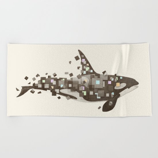 Fractured Killer Whale Beach Towel