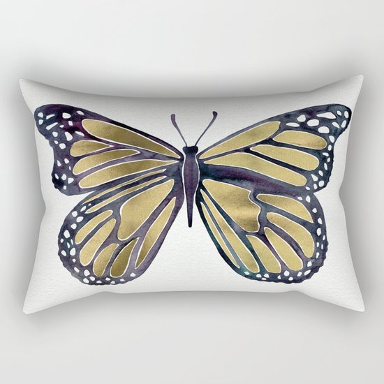 Gold Butterfly Rectangular Pillow