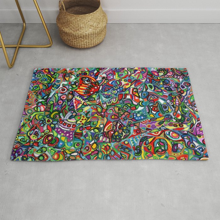 Wiii...colorful explosion, live, power, cuteness, sweet abstract doodle LOVE psychedelic, colorful d Rug