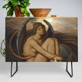 Tortured Souls - Soul in Bondage angelic still life magical realism portrait painting by Elihu Vedder  Credenza