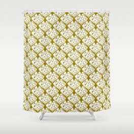 When Hearts Meet Together Pattern - White Hearts (On Yellow) Shower Curtain