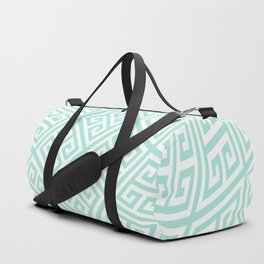 Mint and White Greek Key Liquify Duffle Bag