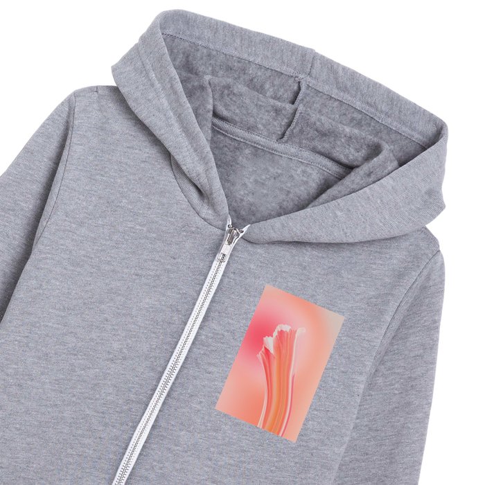 Coral Peach Candy: Abstract Brush Strokes on Gradient Color – 001 Kids Zip Hoodie