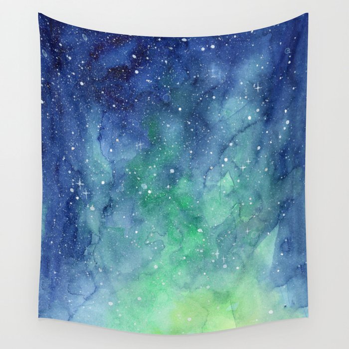 Northern Lights Sky Galaxy Wall Tapestry By Olechka