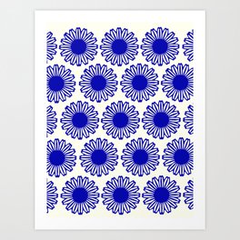 vintage flowers blue  Art Print