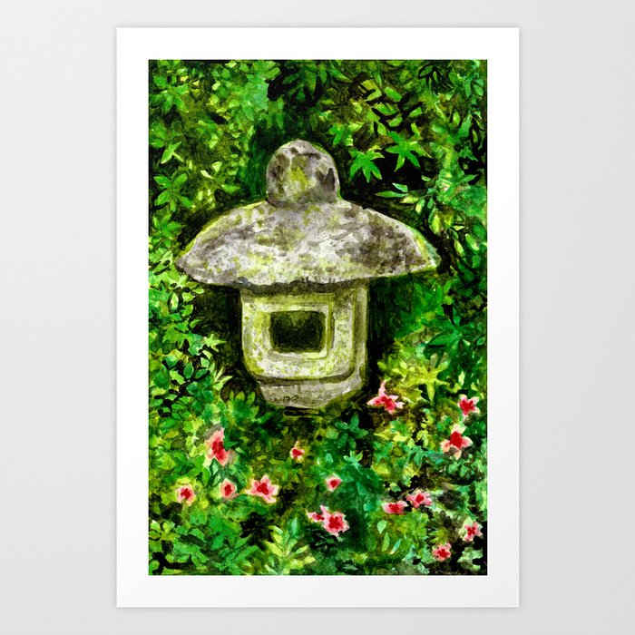Japanese garden lamp Art Print