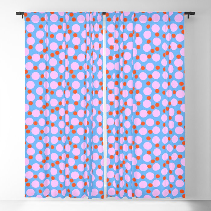 Modern Abstract Bubble Dance Pastel Pink And Blue Polka Dots Retro Modern Cottagecore Cute Pattern Blackout Curtain