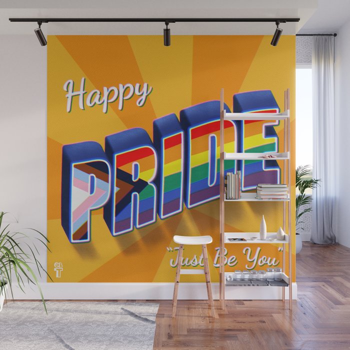 PRIDE in Vintage Text Effect Wall Mural