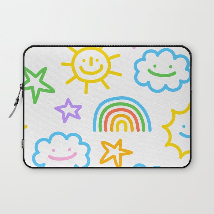 Colorful funny sky doodle seamless pattern Laptop Sleeve