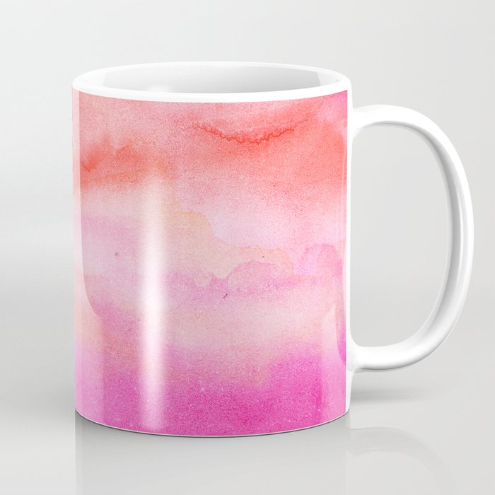 Bright pink orange sunset watercolor hand painted Coffee Mug