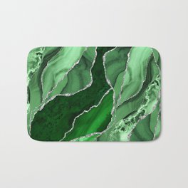 Emerald Green And Silver Marble Waves #society #buyart Bath Mat