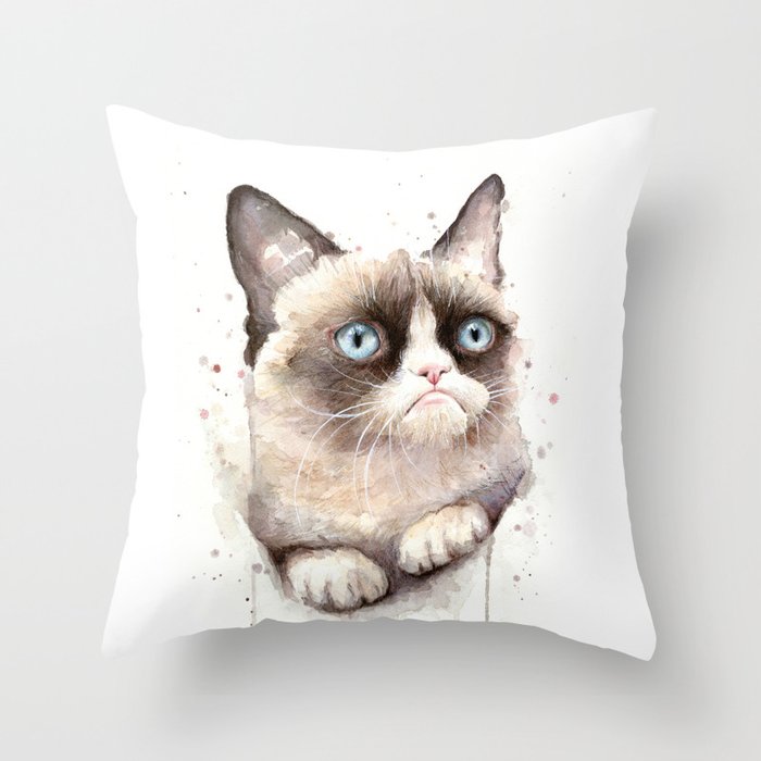Angry Cat Throw Pillow