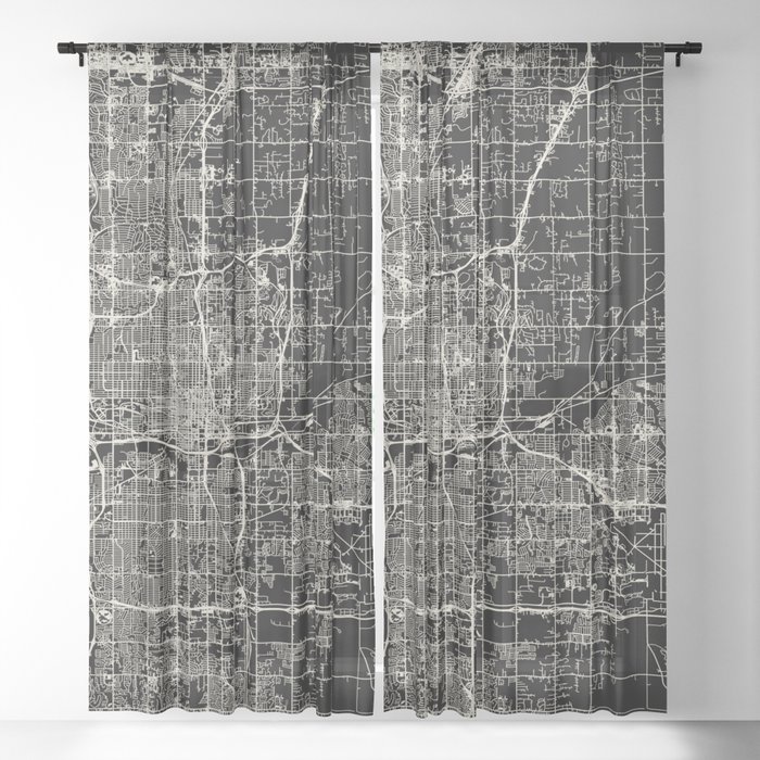 Oklahoma City Map Sheer Curtain