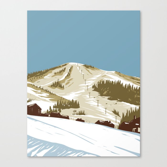 Steamboat Ski Resort in Steamboat Springs in Routt County Colorado WPA Poster Art Canvas Print
