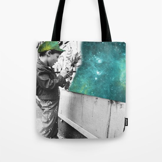 KID PAINTING THE UNIVERSE Tote Bag