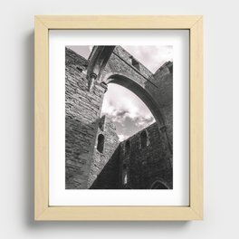 Medieval Abbey Ruins in Black and White  Recessed Framed Print