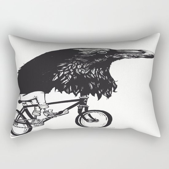 Black Bird Riding Rectangular Pillow