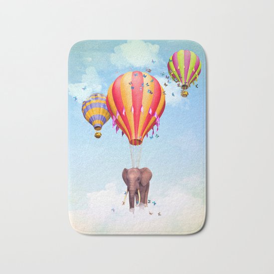 Elephant flying Bath Mat