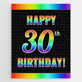 [ Thumbnail: Fun, Colorful, Rainbow Spectrum “HAPPY 30th BIRTHDAY!” Jigsaw Puzzle ]