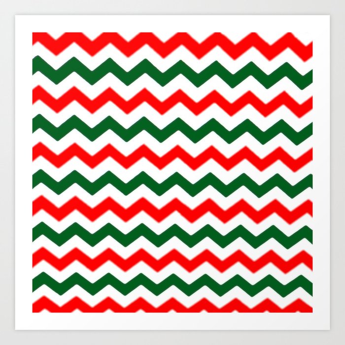 Modern Red Green White Christmas Chevron Pattern Art Print By Pink Water Society6