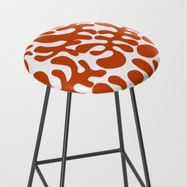 Orange Matisse cut outs seaweed pattern on white background Bar Stool