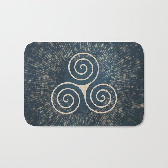Triskelion Golden Three Spiral Celtic Symbol Bath Mat