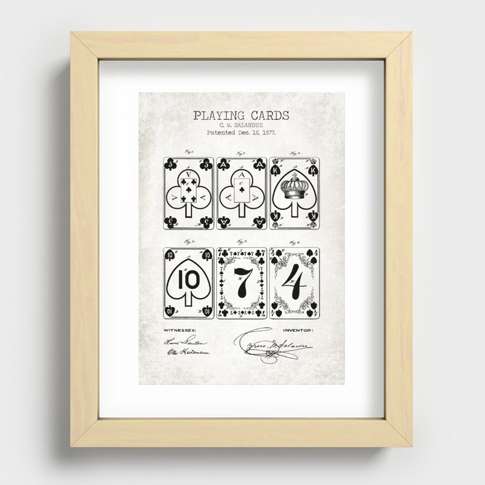 Playing cards old patent Recessed Framed Print