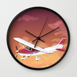 Cessna Flying Through Clouds Wall Clock