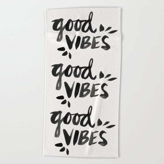 Good Vibes – Black Ink Beach Towel