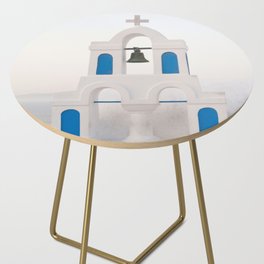 White Blue Bell Tower in Oia Santorini #1 #wall #art #society6 Side Table