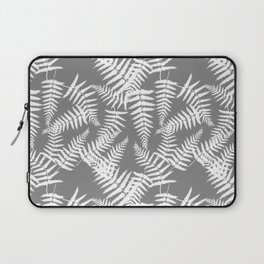 Grey And White Fern Leaf Pattern Laptop Sleeve