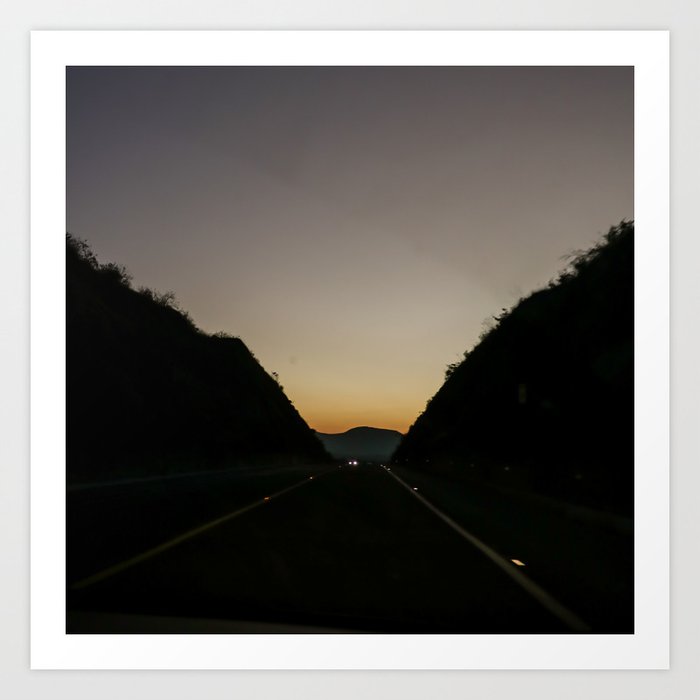Mexico Photography - Road In The Dark Going Towards The Sunset Art Print