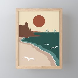 Minimalist Michigan Vintage Sunset Framed Mini Art Print