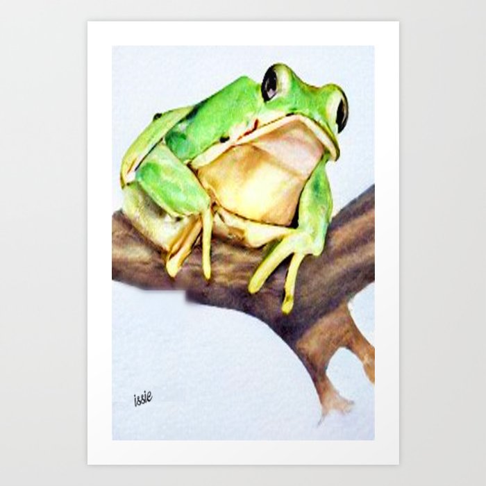 Frog On A  Log Art Print