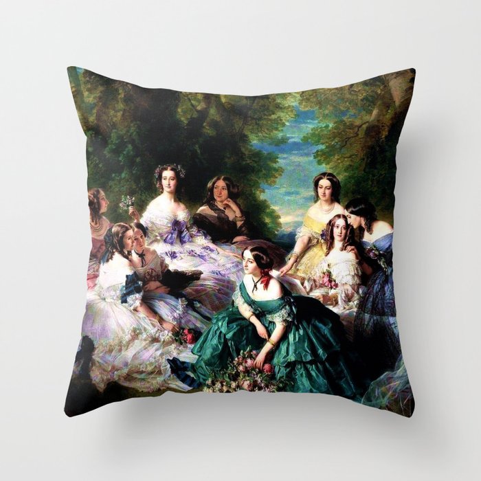 Franz Xaver Winterhalter's masterpiece "The Empress Eugenie surrounded by her Ladies in waiting" Throw Pillow
