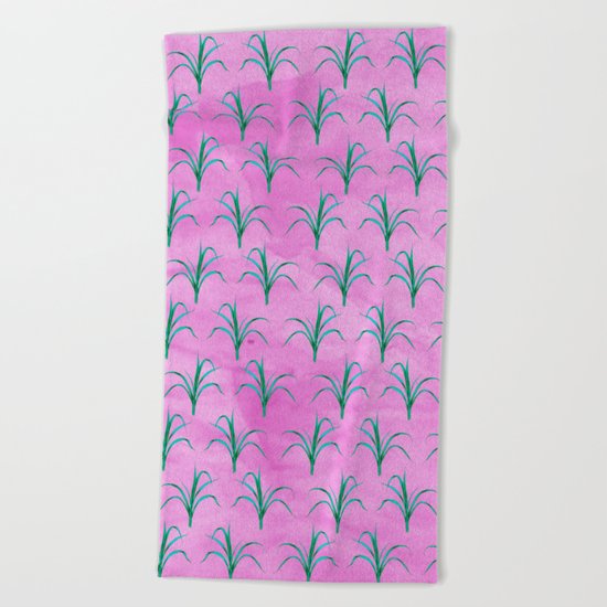 Potted plant with pink Beach Towel