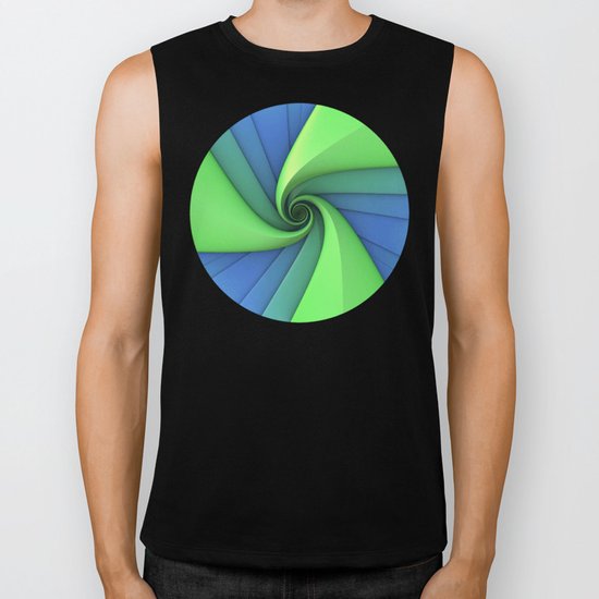 Spiral in Blues and Greens Biker Tank