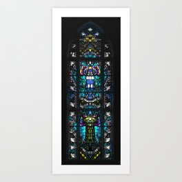 Castle in Malbork stained glass window in the_church rorschach Art Print