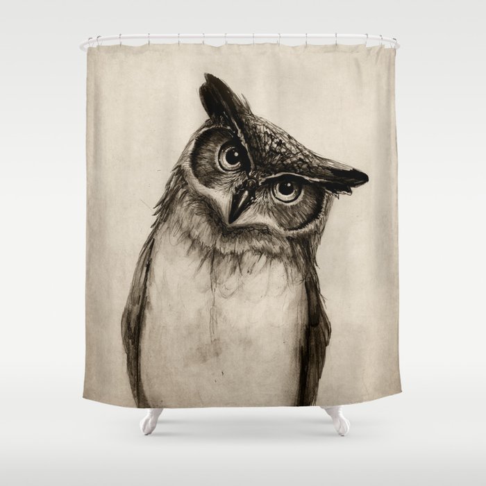 Owl Sketch Shower Curtain