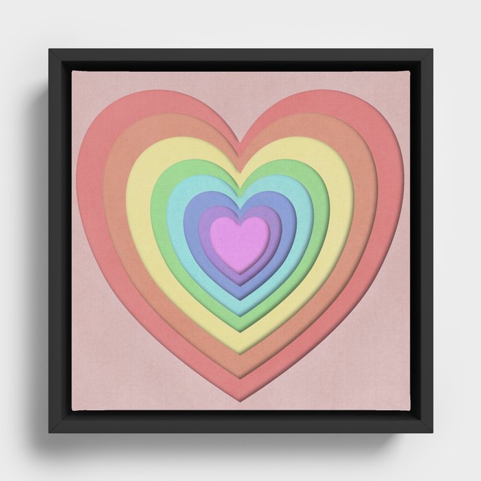 rainbow heart Framed Canvas