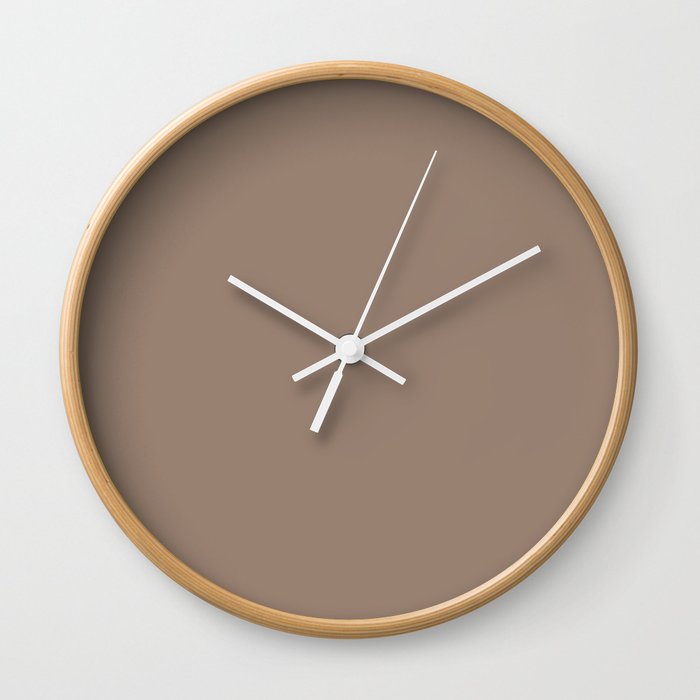 Mid-tone Earthy Brown Solid Color Pairs PPG Locomotion PPG1076-5 - All One Single Shade Hue Colour Wall Clock