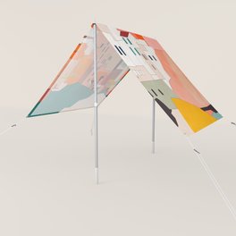 italy coast houses minimal abstract painting Sun Shade