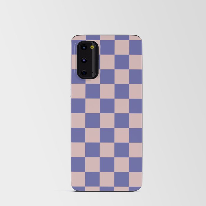 checkerboard very peri and dust pink Android Card Case